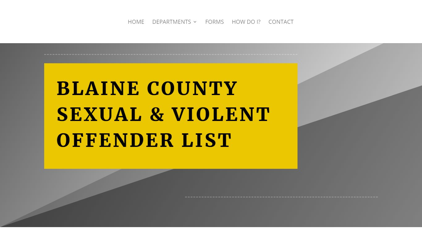 Blaine County Sex Offender and Violent Offender Lists