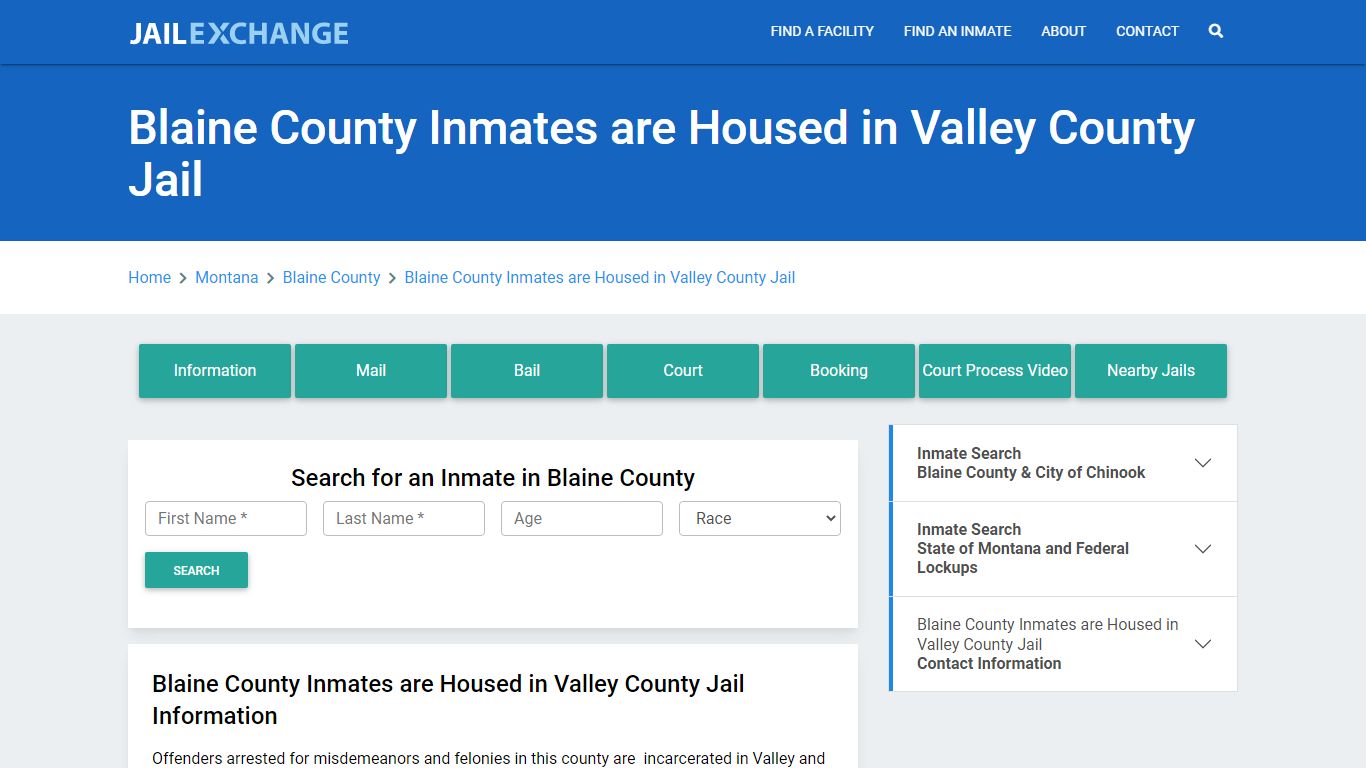 Blaine County Inmates are Housed in Valley County Jail